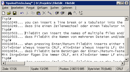 FileEdit – Hauptfenster